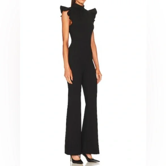 Amanda Uprichard Davina Black Ruffle Sleeve Jumpsuit XS - Picture 7 of 13
